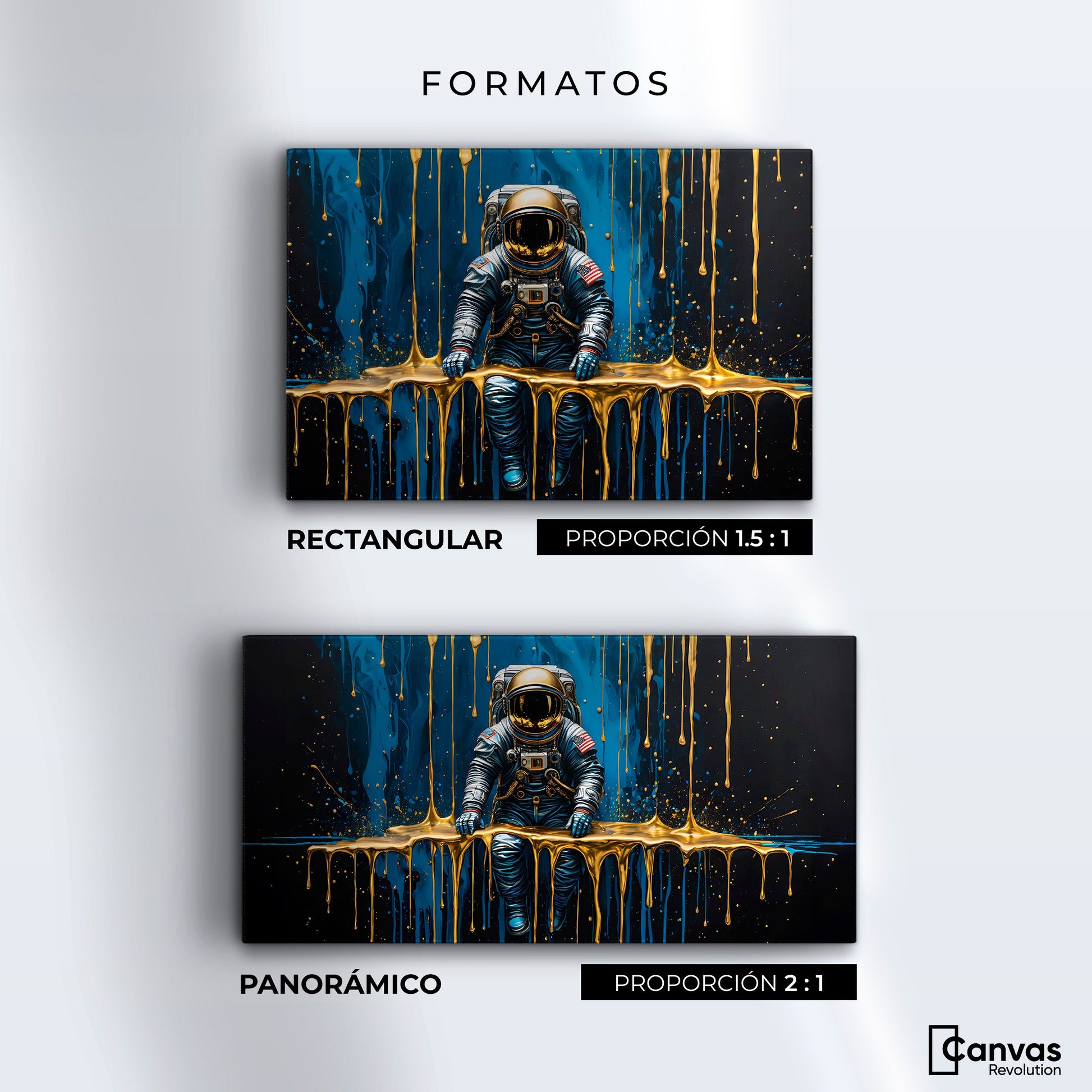 Cuadros Decorativos Canvas Revolution | Astronauta Dorado | Formatos