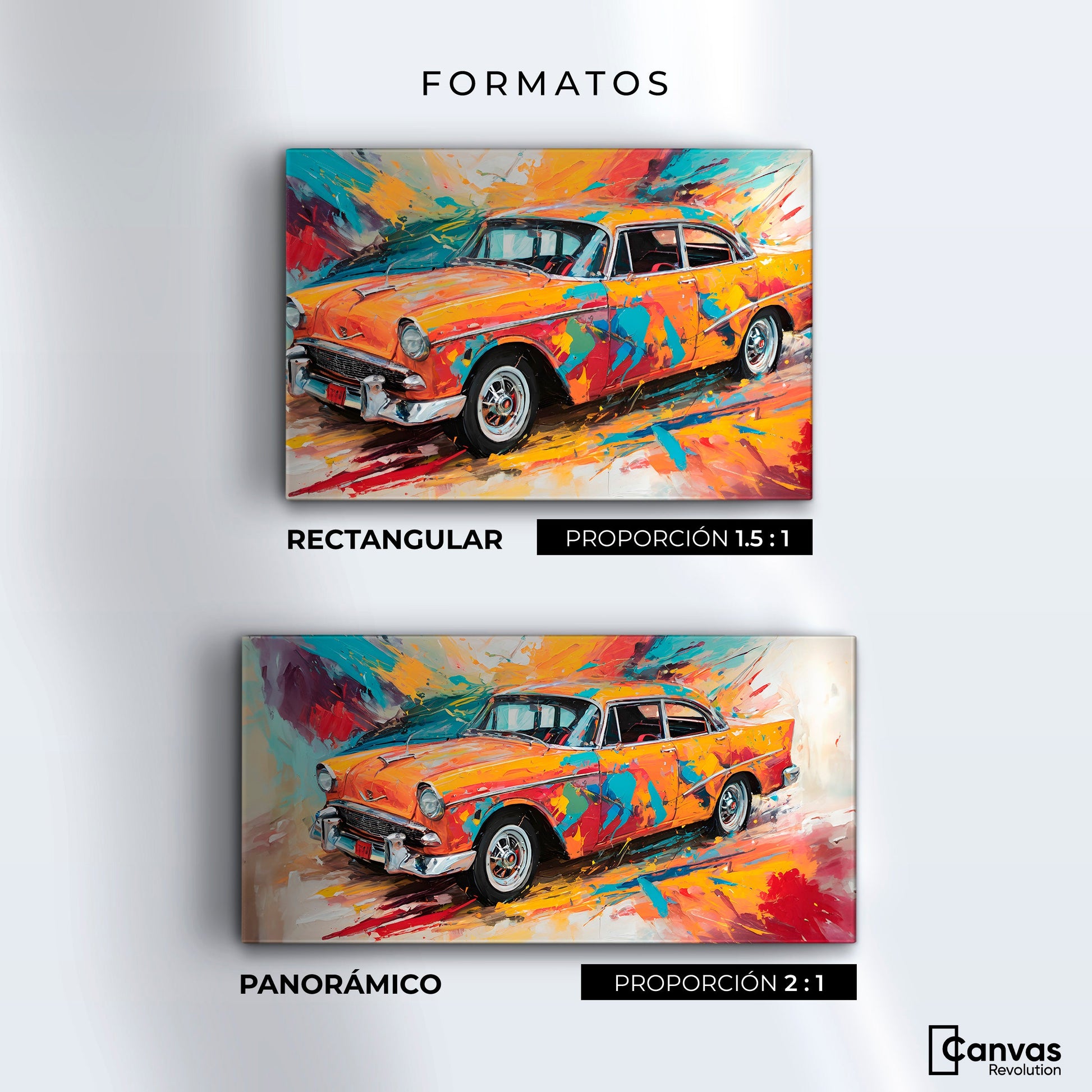 Cuadros Decorativos Canvas Revolution | Auto Retro Colorido | Formatos