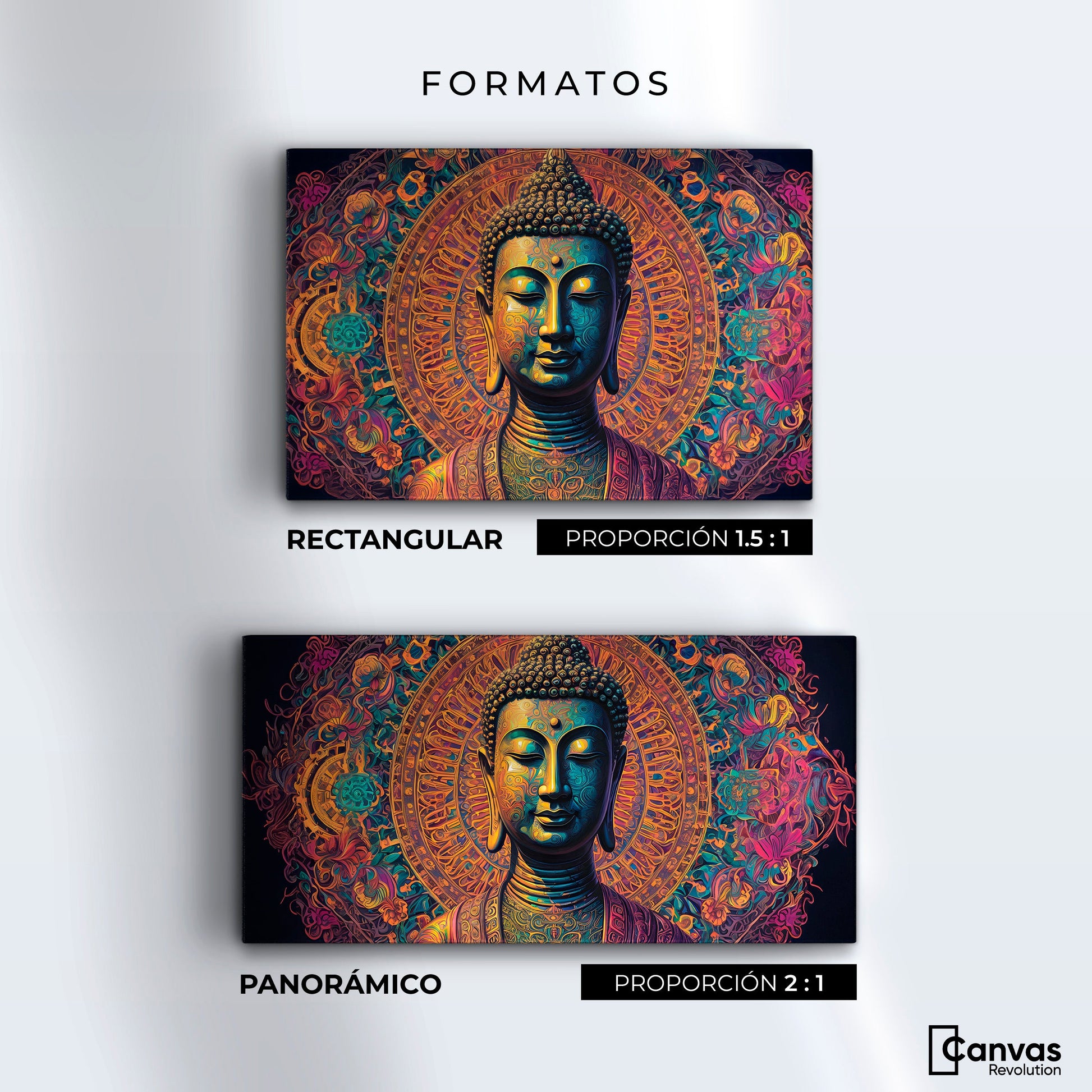 Cuadros Decorativos Canvas Revolution | Buda Sobre Mandala | Formatos