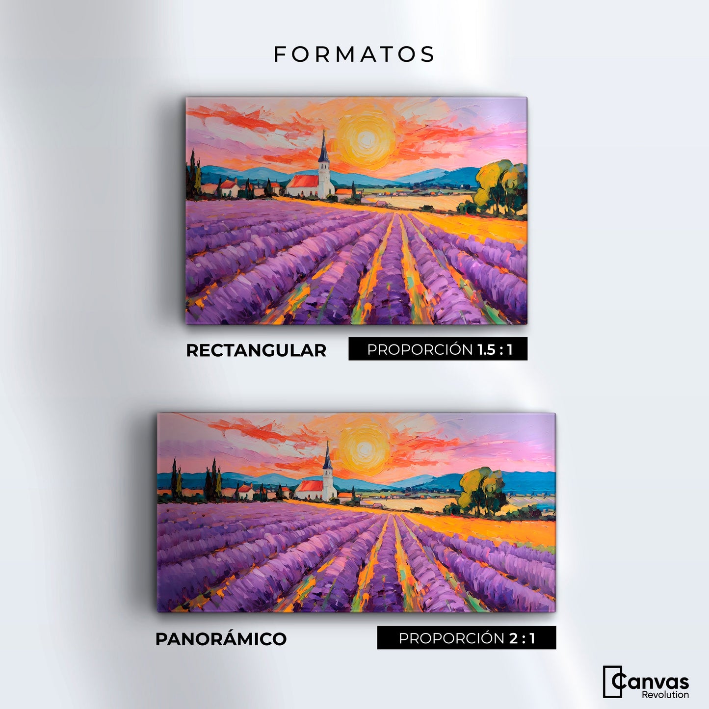 Cuadros Decorativos Canvas Revolution | Campo Lavanda Sun | Formatos