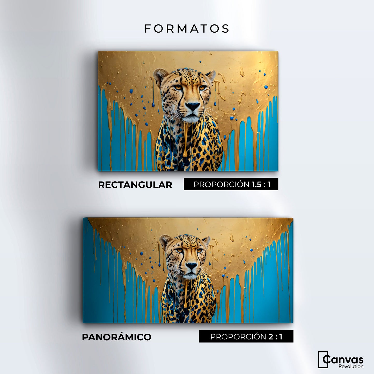 Cuadros Decorativos Canvas Revolution | Fuerza Felina Oro | Formatos