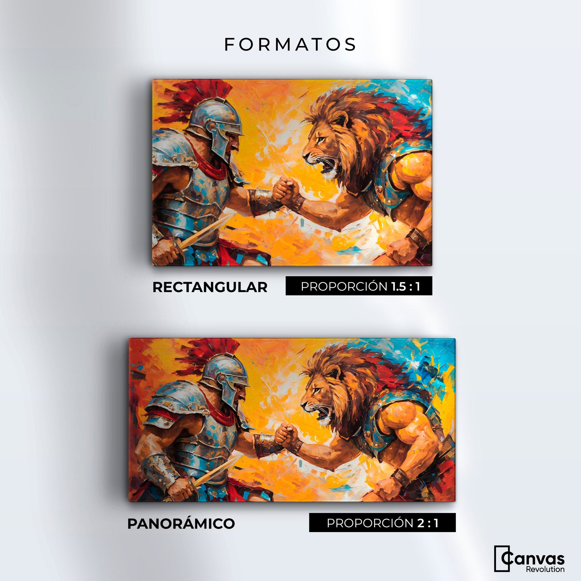 Cuadros Decorativos Canvas Revolution | Gladiador Vs Leon | Formatos