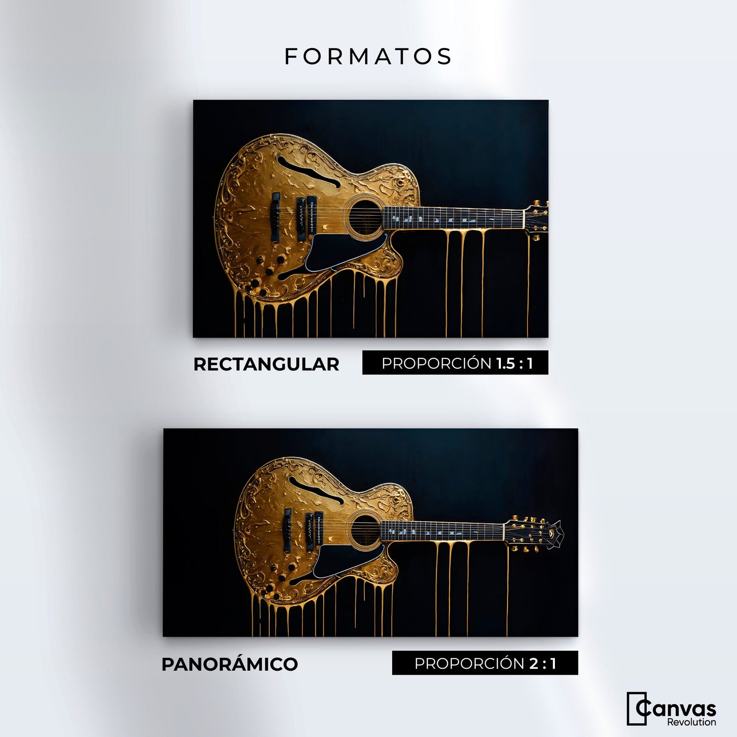 Cuadros Decorativos Canvas Revolution | Guitarra Dorada | Formatos