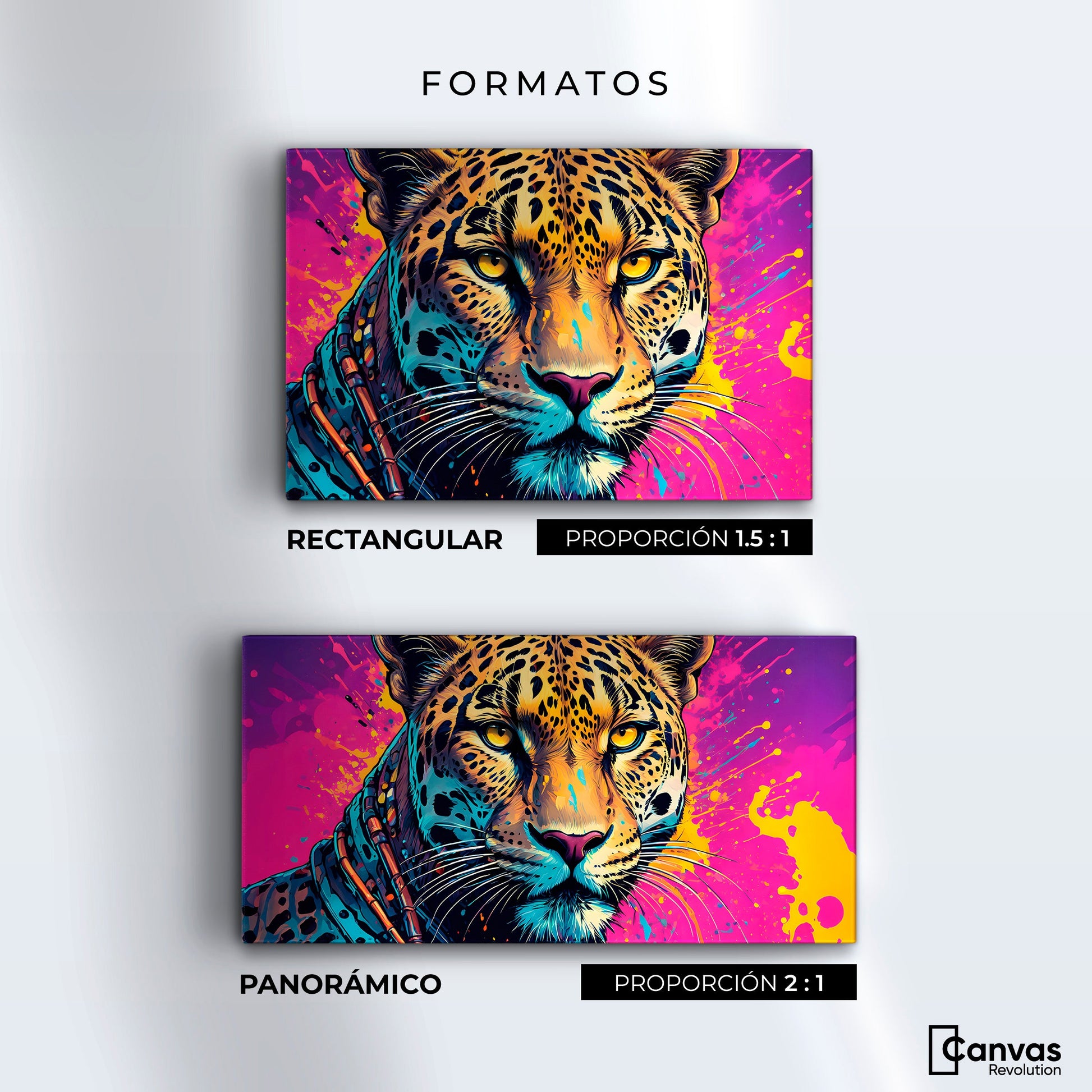 Cuadros Decorativos Canvas Revolution | Leopardo Colorido | Formatos