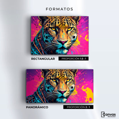 Cuadros Decorativos Canvas Revolution | Leopardo Colorido | Formatos