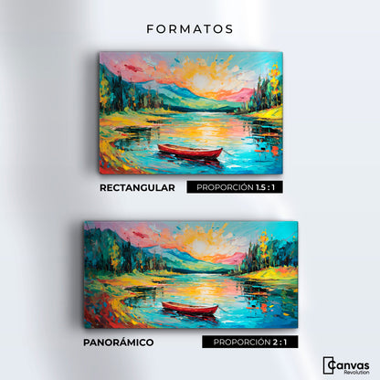 Cuadros Decorativos Canvas Revolution | Reflejos Bote Lago | Formatos