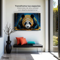 Cuadros Decorativos Canvas Revolution | Abrazo Panda Dorado | Montaje1