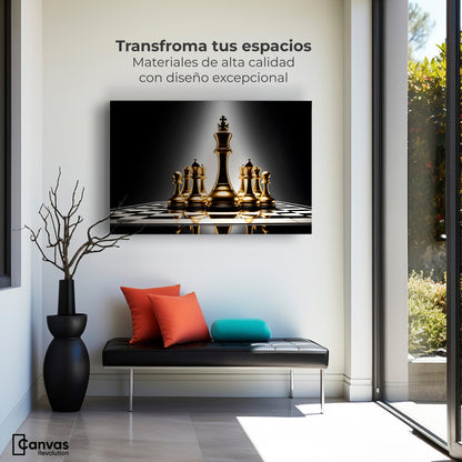 Cuadros Decorativos Canvas Revolution | Ajedrez De Oro | Montaje1