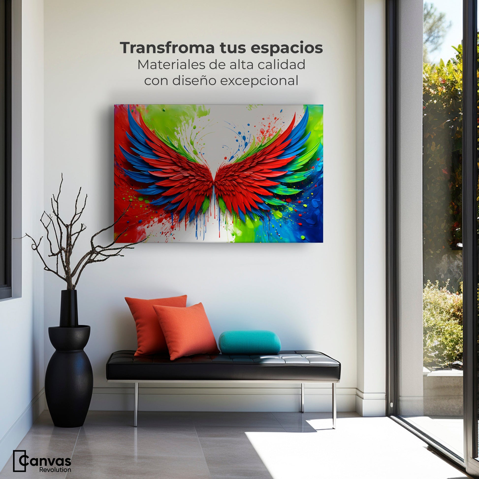 Cuadros Decorativos Canvas Revolution | Alas Angel Brillo | Montaje1