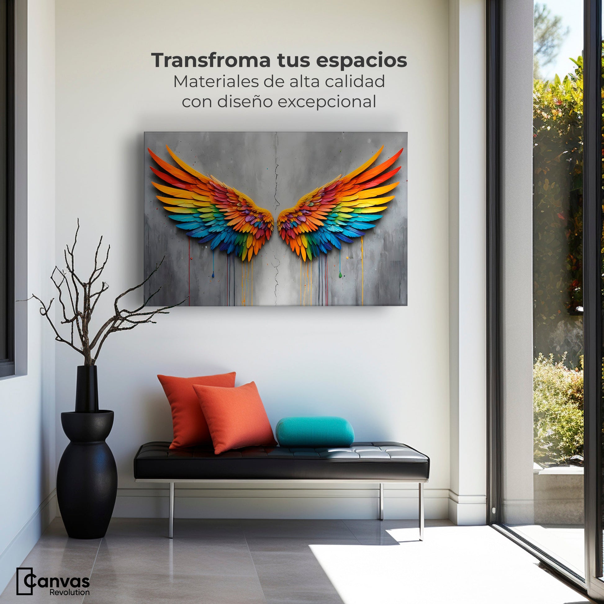 Cuadros Decorativos Canvas Revolution | Alas Angel Colores | Montaje1
