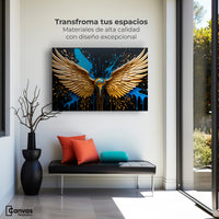 Cuadros Decorativos Canvas Revolution | Alas Angel Dorado | Montaje1