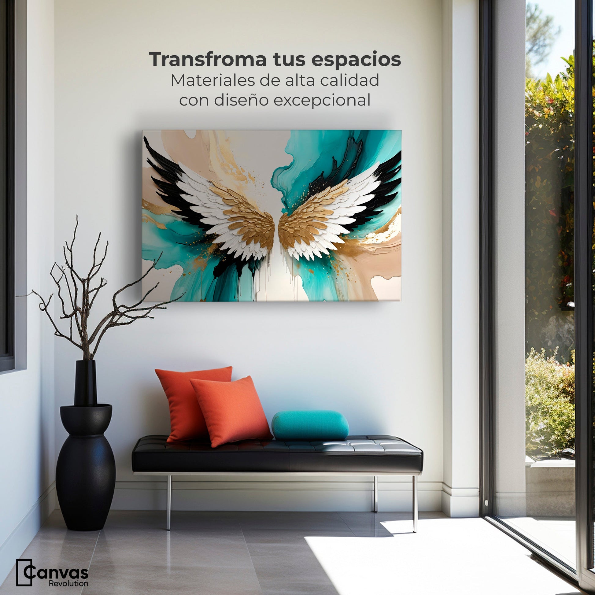 Cuadros Decorativos Canvas Revolution | Alas Angel Lumino | Montaje1