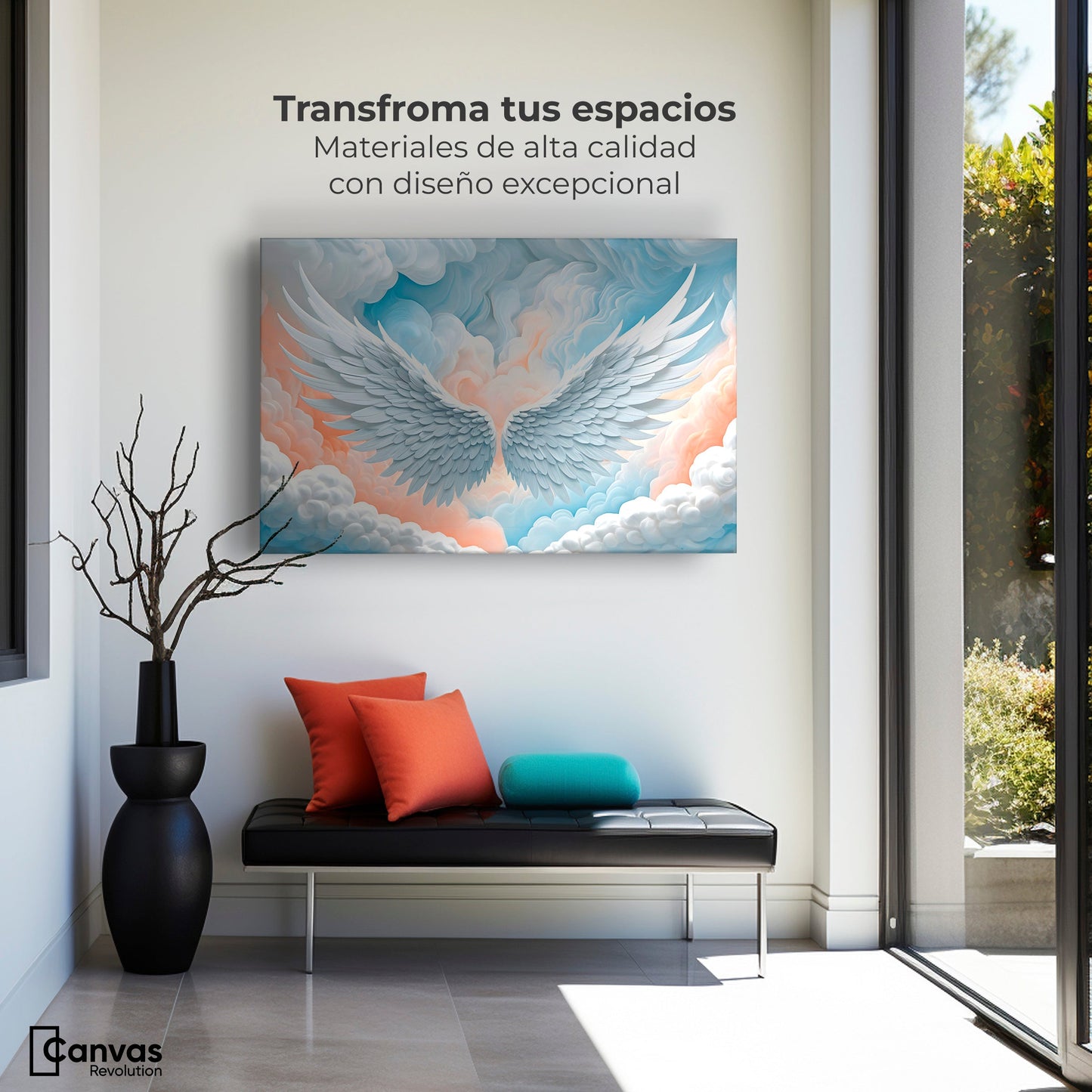 Cuadros Decorativos Canvas Revolution | Alas Angel Nubes | Montaje1
