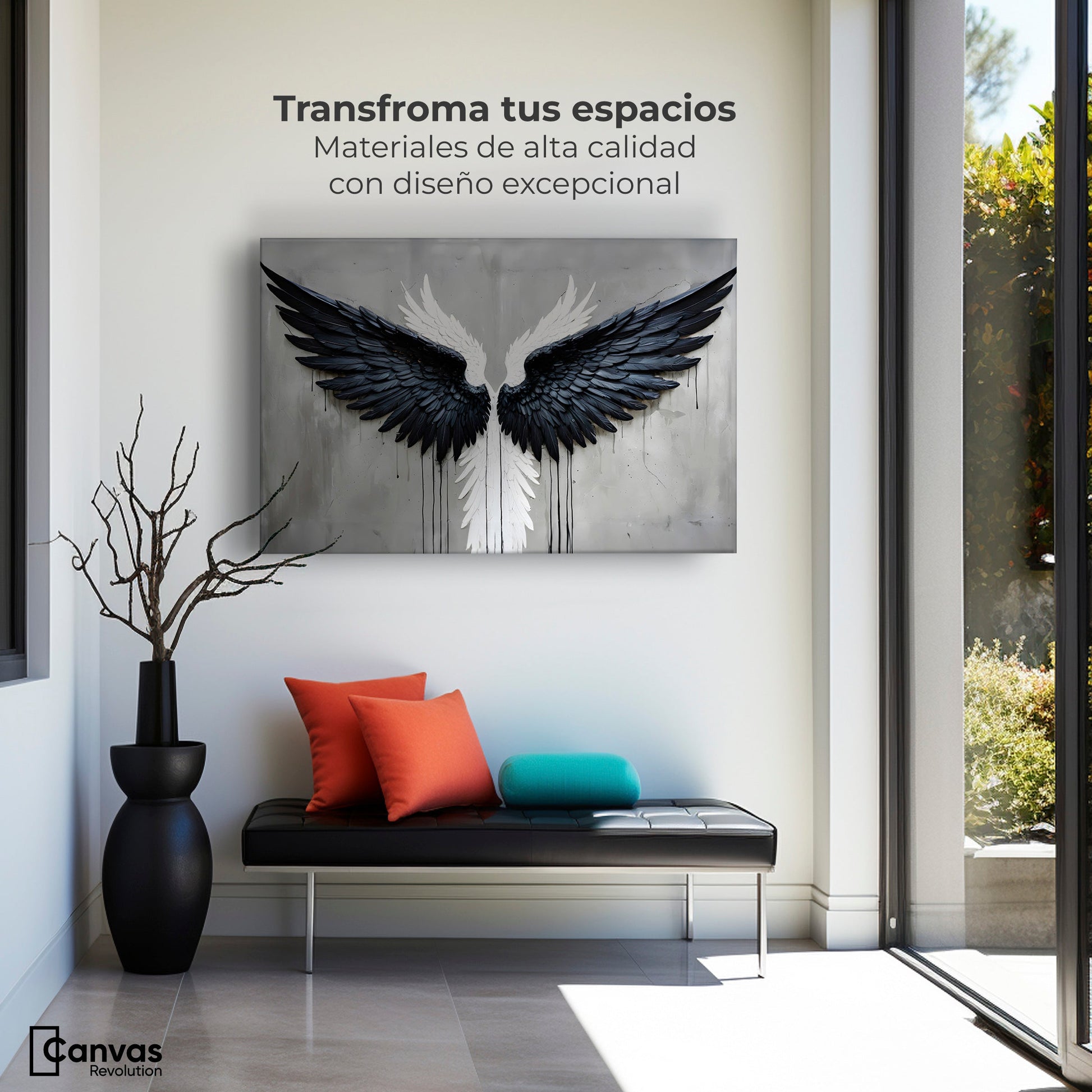 Cuadros Decorativos Canvas Revolution | Alas Angel Oscuro | Montaje1