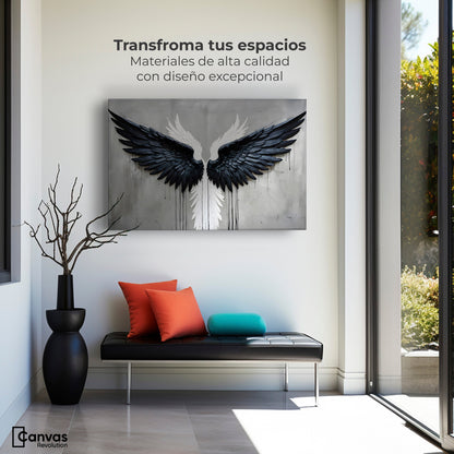 Cuadros Decorativos Canvas Revolution | Alas Angel Oscuro | Montaje1