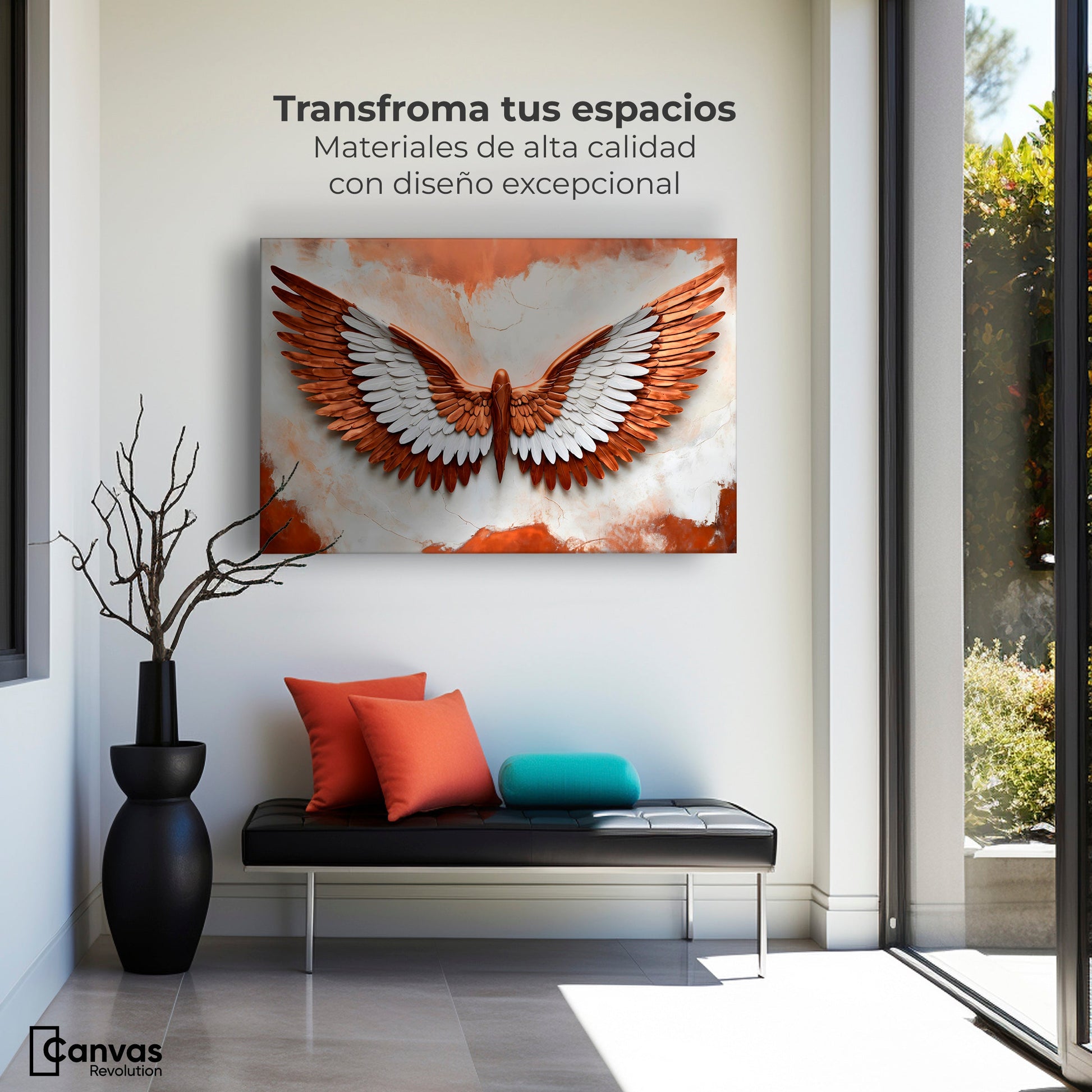 Cuadros Decorativos Canvas Revolution | Alas Vibrante Sol | Montaje1
