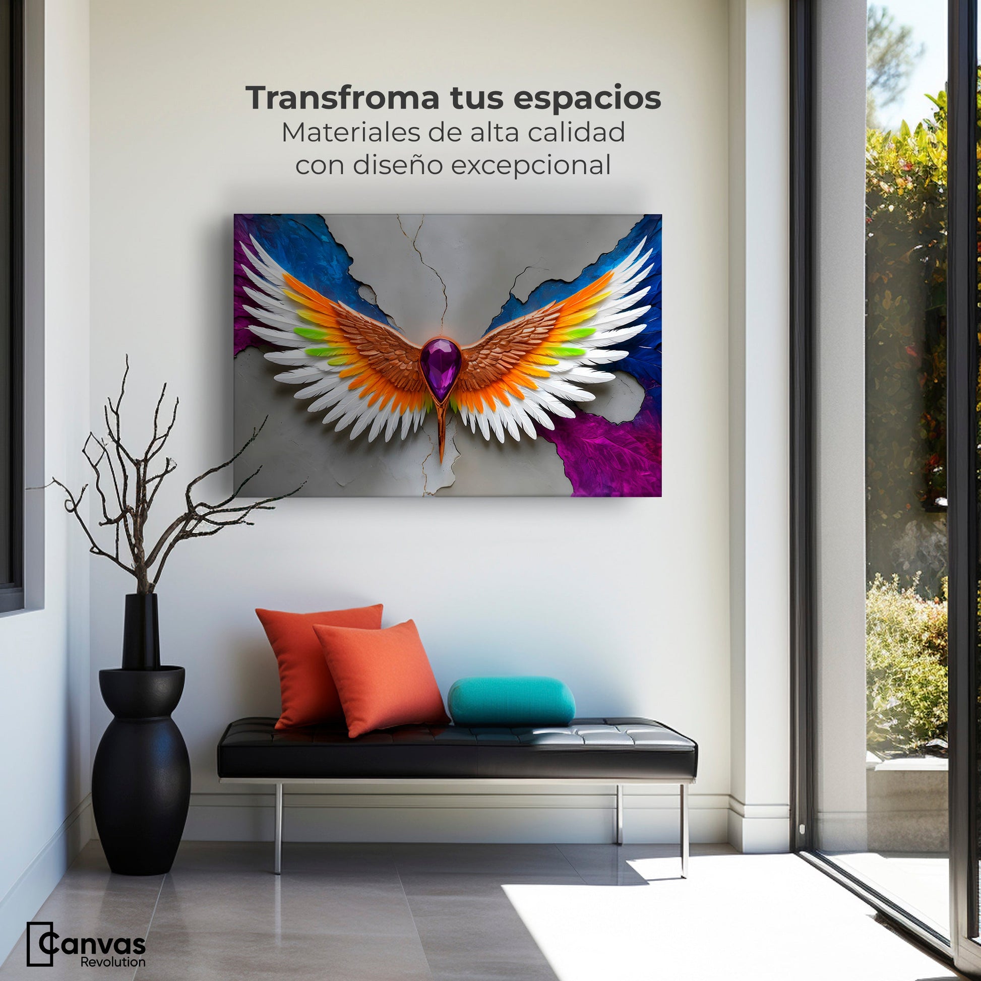 Cuadros Decorativos Canvas Revolution | Alas Vuelo Puro | Montaje1