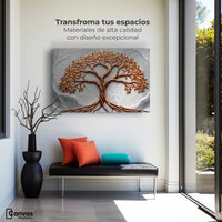 Cuadros Decorativos Canvas Revolution | Arbol Piedra Oro | Montaje1