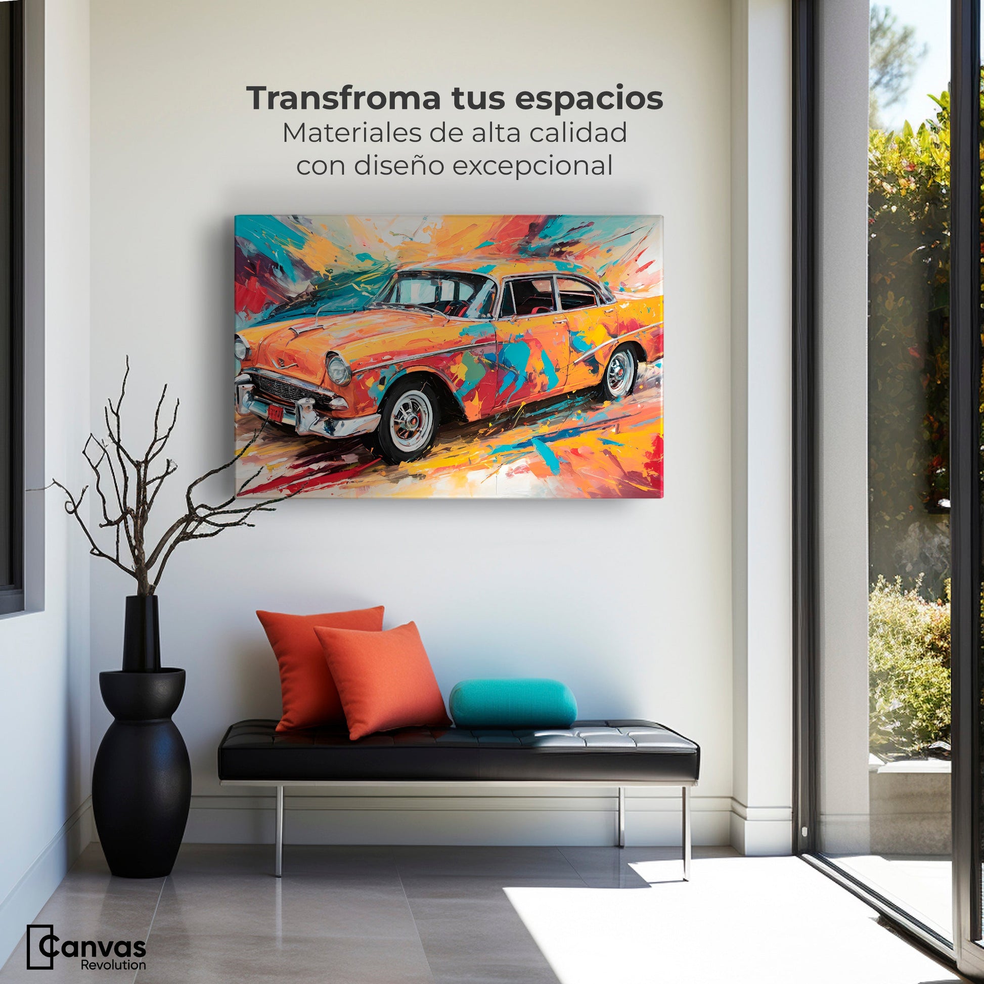 Cuadros Decorativos Canvas Revolution | Auto Retro Colorido | Montaje1