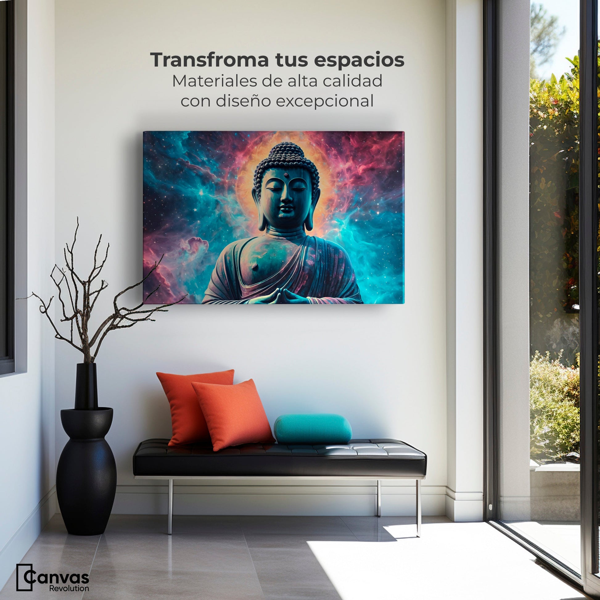 Cuadros Decorativos Canvas Revolution | Buda Entre Galaxias | Montaje1