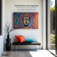 Cuadros Decorativos Canvas Revolution | Buda Mandala Neon | Montaje1