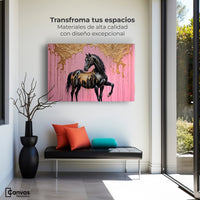 Cuadros Decorativos Canvas Revolution | Caballo Oro Rosa | Montaje1