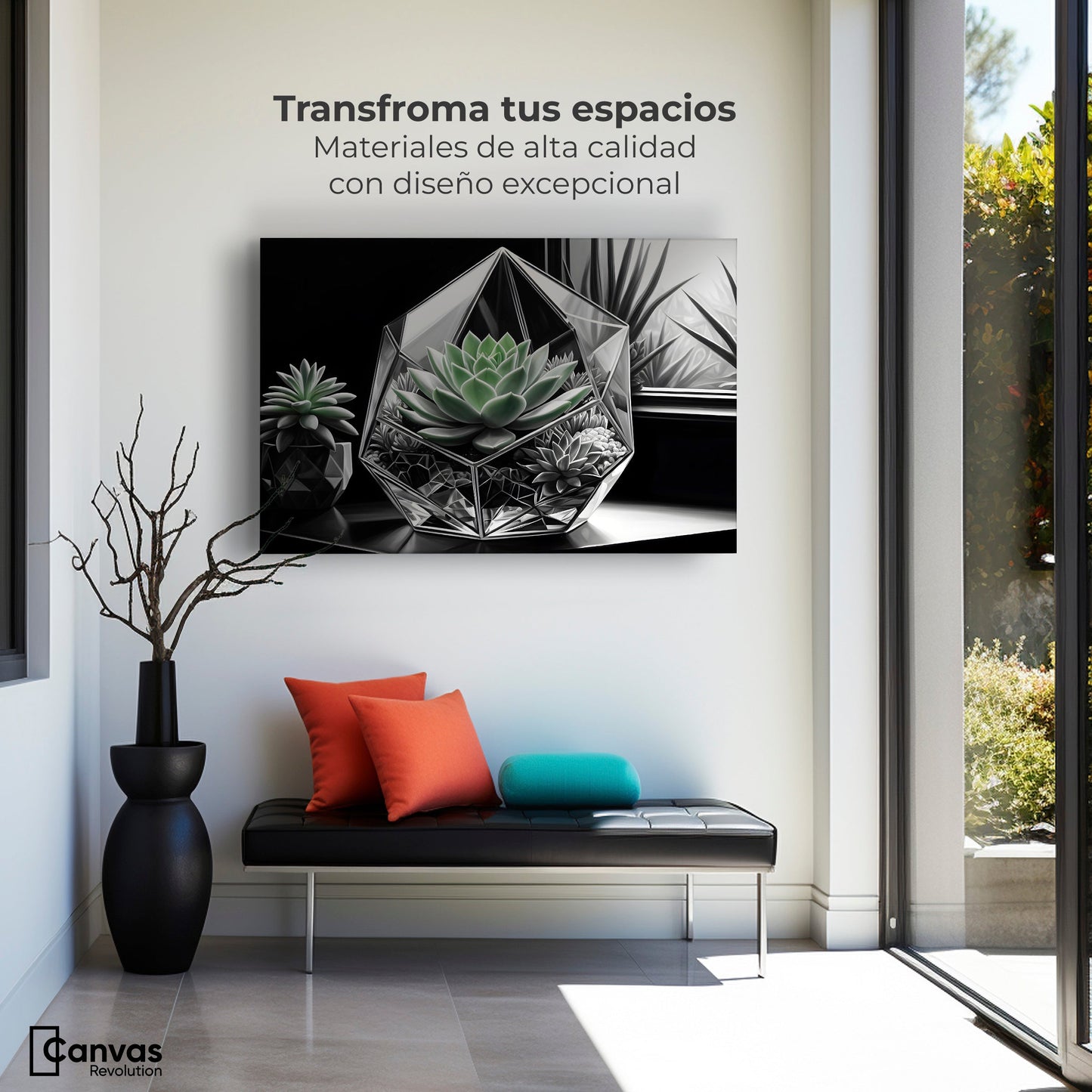 Cuadros Decorativos Canvas Revolution | Cactus Esmeralda | Montaje1