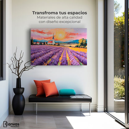 Cuadros Decorativos Canvas Revolution | Campo Lavanda Sun | Montaje1