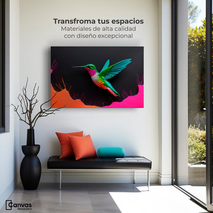 Cuadros Decorativos Canvas Revolution | Colibri En Colores | Montaje1