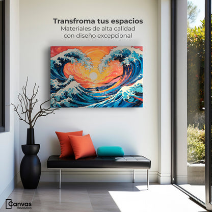 Cuadros Decorativos Canvas Revolution | Danza Olas Kanagawa | Montaje1