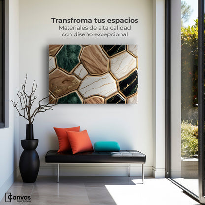 Cuadros Decorativos Canvas Revolution | Eco Hexagonal Aureo | Montaje1