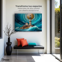 Cuadros Decorativos Canvas Revolution | Faro Del Mar Azul | Montaje1