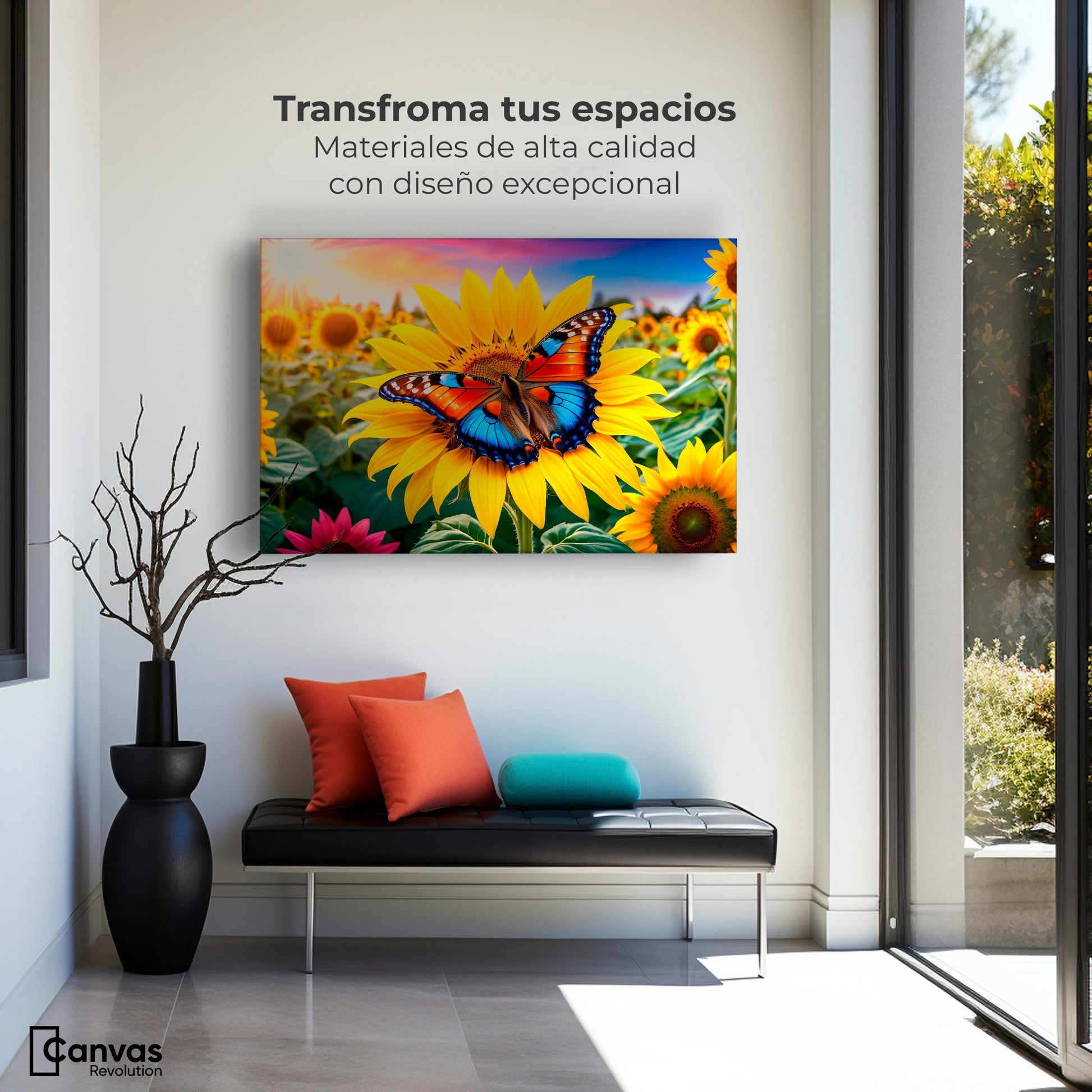Cuadros Decorativos Canvas Revolution | Girasol Y Colores | Montaje1