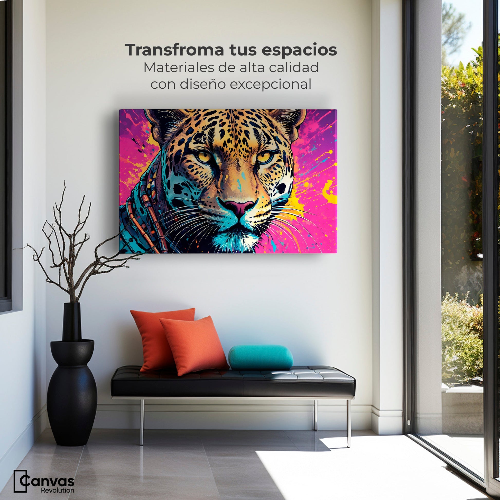 Cuadros Decorativos Canvas Revolution | Leopardo Colorido | Montaje1