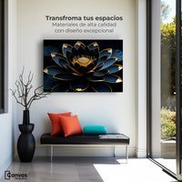 Cuadros Decorativos Canvas Revolution | Loto Negro Oro | Montaje1