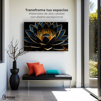 Cuadros Decorativos Canvas Revolution | Loto Oro Oscuro | Montaje1