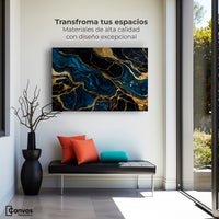 Cuadros Decorativos Canvas Revolution | Marmol Azul Oro | Montaje1