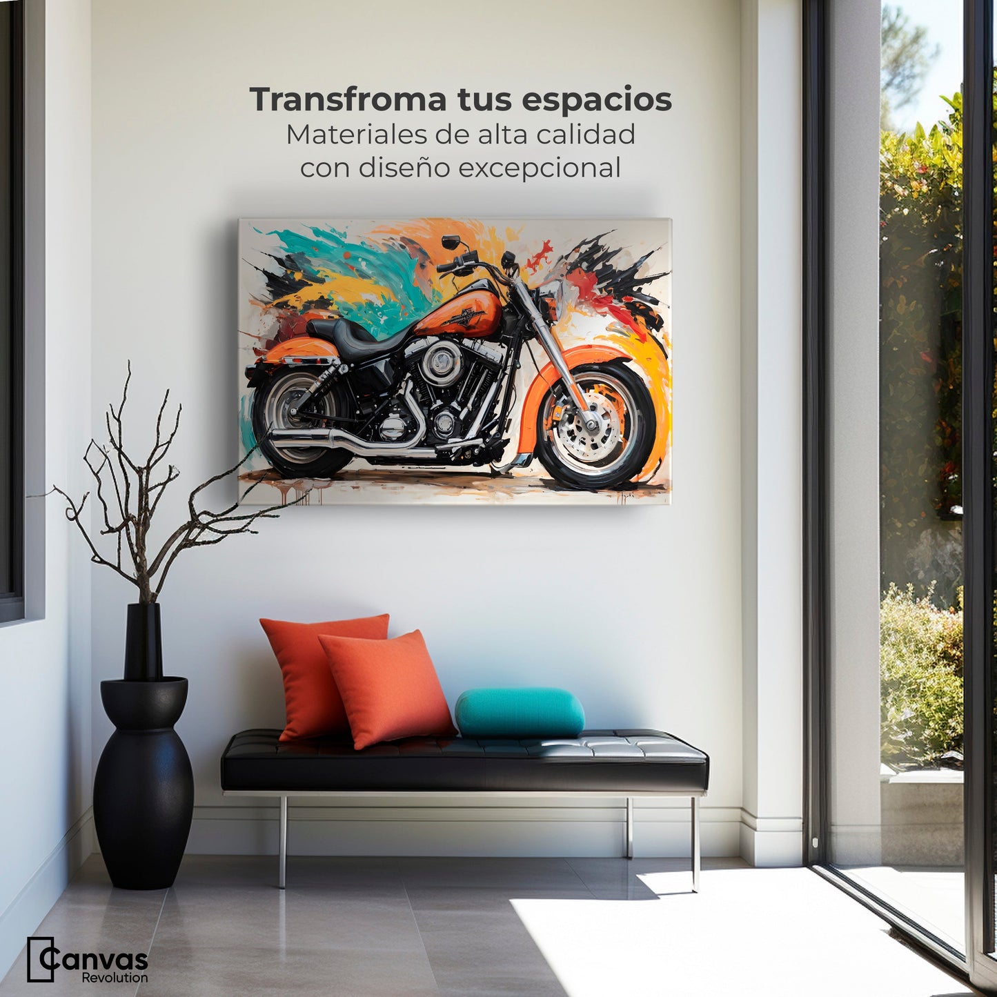 Cuadros Decorativos Canvas Revolution | Motocicleta Clasica | Montaje1