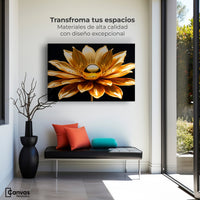 Cuadros Decorativos Canvas Revolution | Oro Flor Radiante | Montaje1