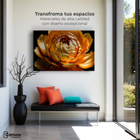Cuadros Decorativos Canvas Revolution | Peonia Dorada Flor | Montaje1