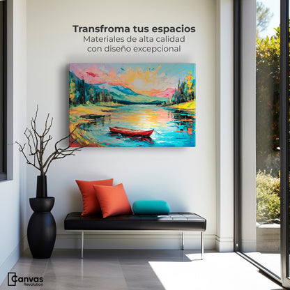 Cuadros Decorativos Canvas Revolution | Reflejos Bote Lago | Montaje1