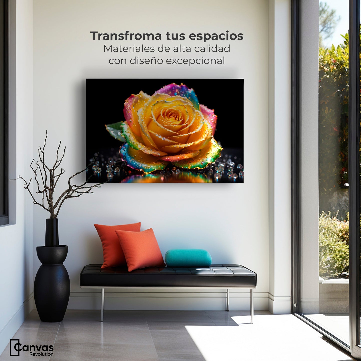 Cuadros Decorativos Canvas Revolution | Rosa Multicolor | Montaje1