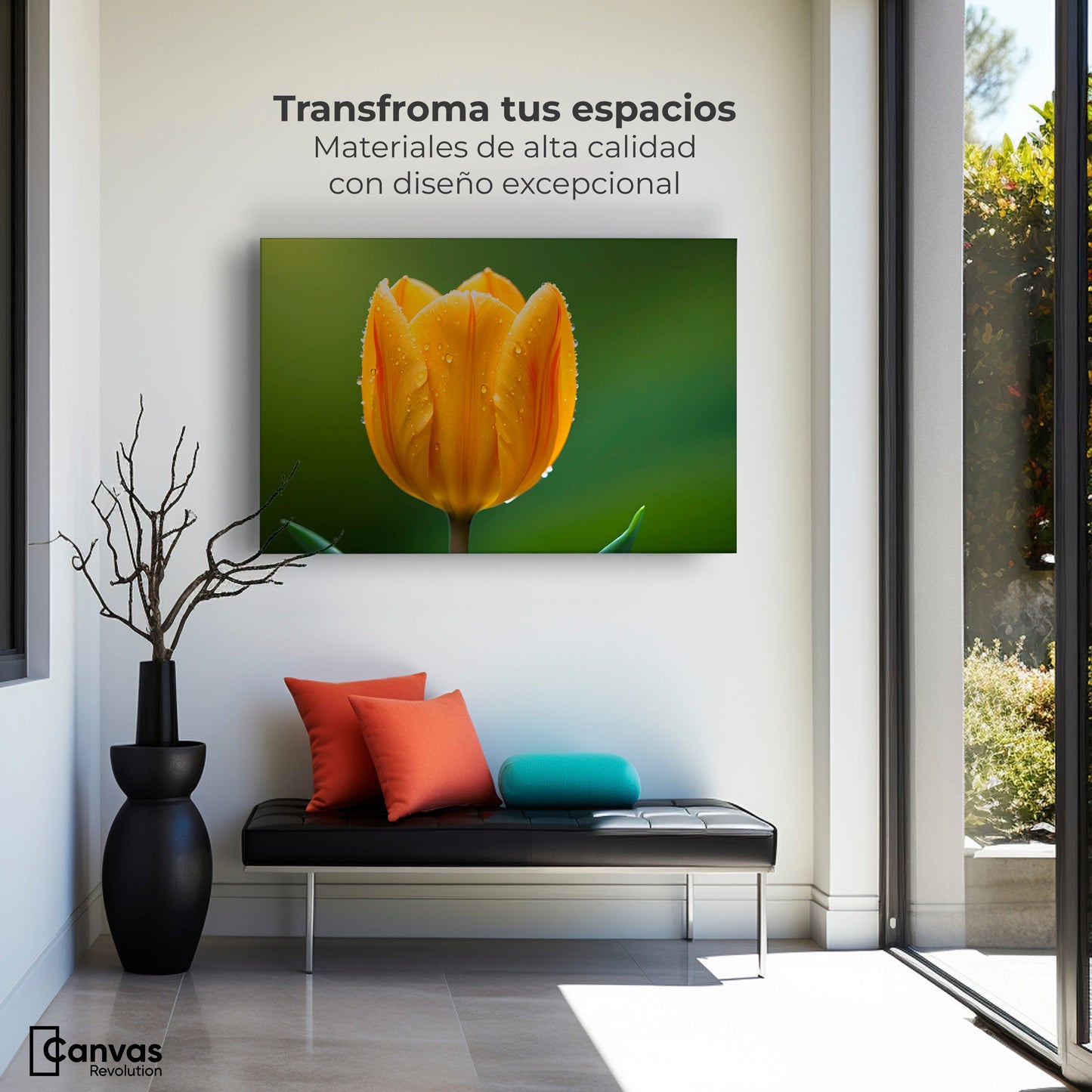 Cuadros Decorativos Canvas Revolution | Tulipan En Verde | Montaje1