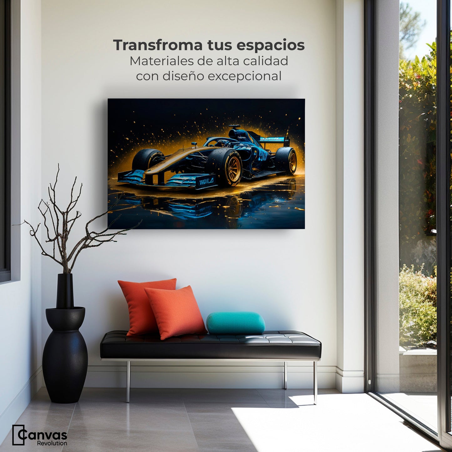 Cuadros Decorativos Canvas Revolution | Velocidad Azul Oro | Montaje1