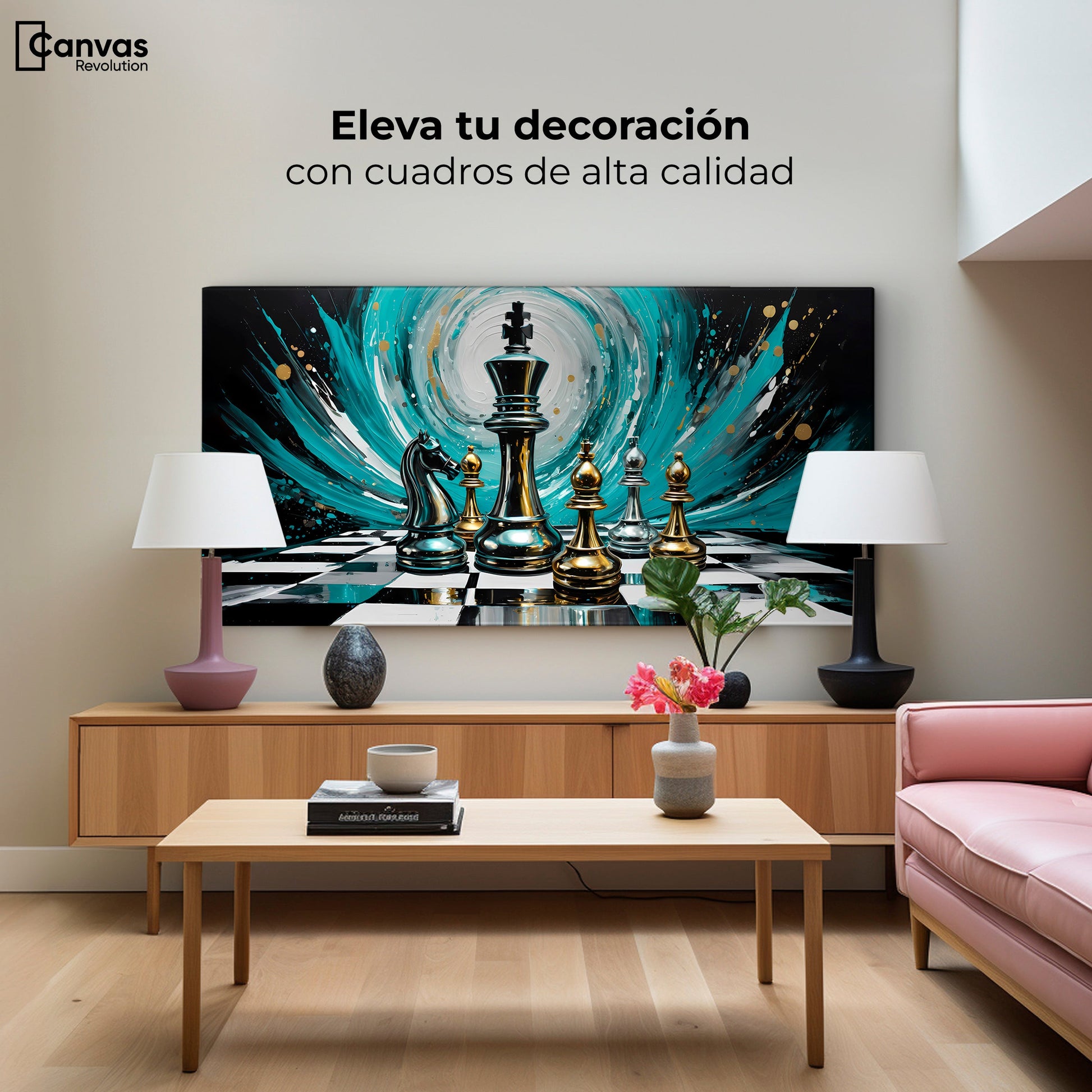 Cuadros Decorativos Canvas Revolution | Ajedrez Y Maestria | Montaje2