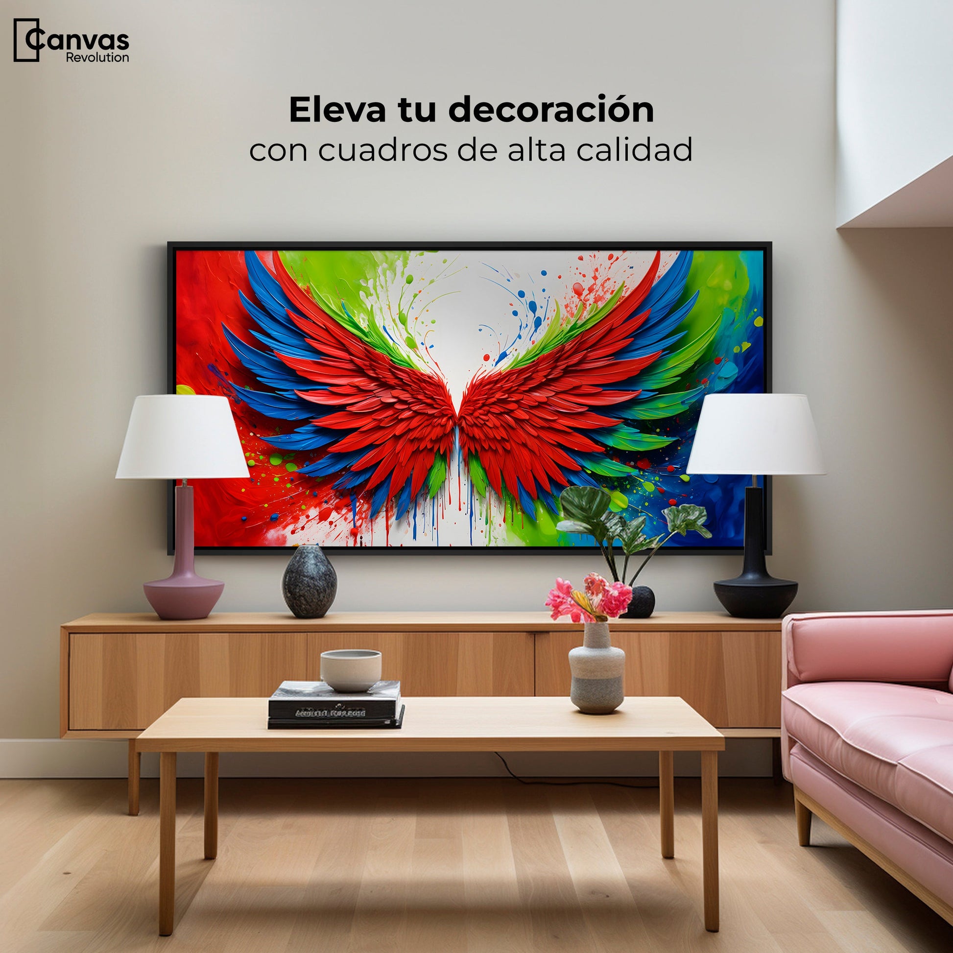 Cuadros Decorativos Canvas Revolution | Alas Angel Brillo | Montaje2