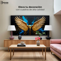 Cuadros Decorativos Canvas Revolution | Alas Angel Dorado | Montaje2