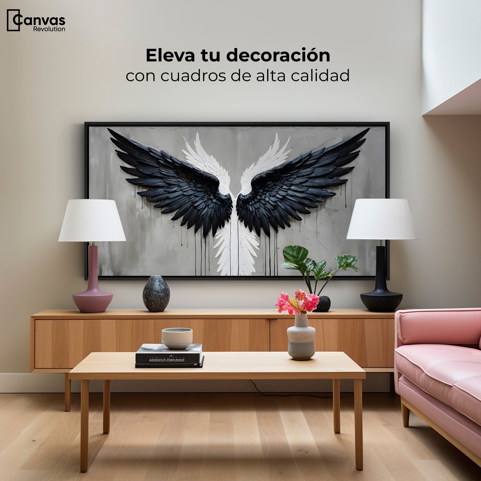 Cuadros Decorativos Canvas Revolution | Alas Angel Oscuro | Montaje2