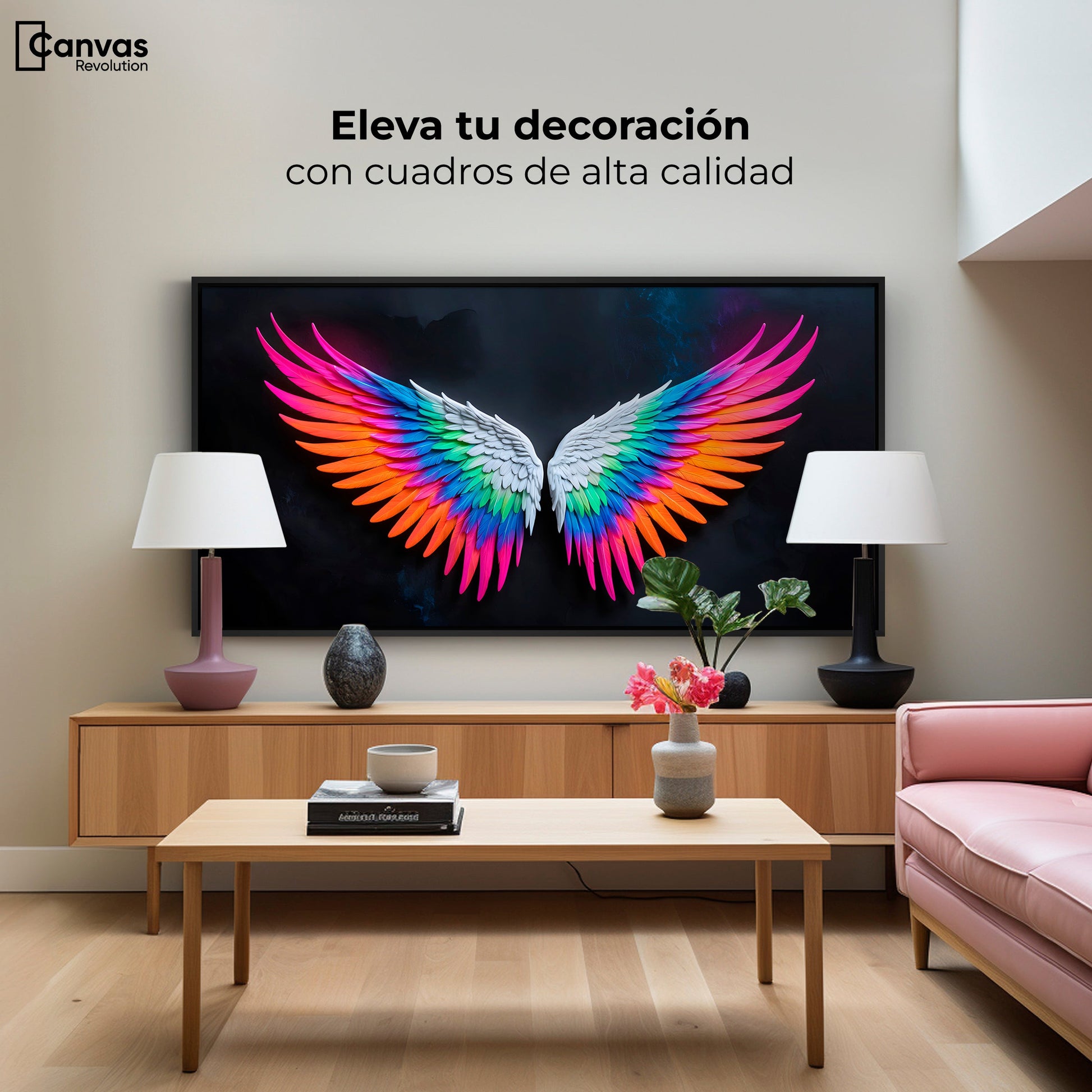 Cuadros Decorativos Canvas Revolution | Alas Angel Pureza | Montaje2