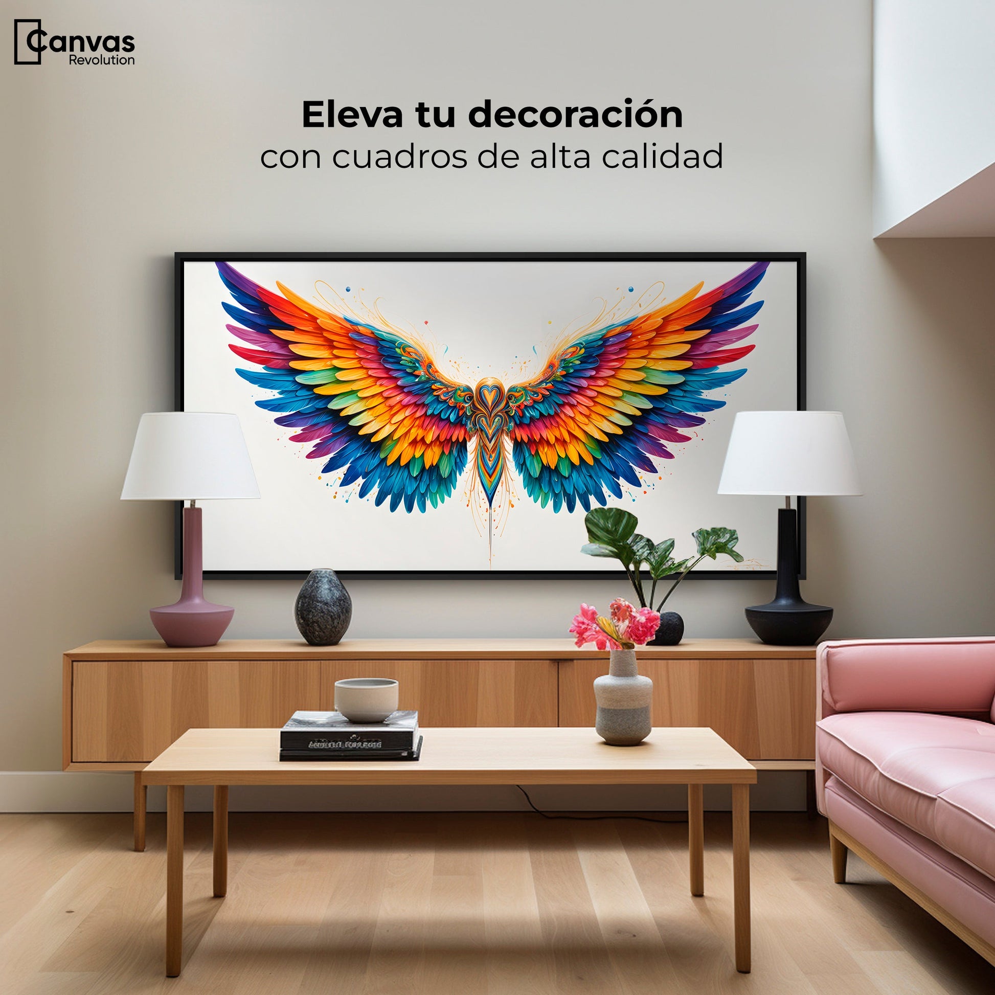 Cuadros Decorativos Canvas Revolution | Alas Color De Angel | Montaje2